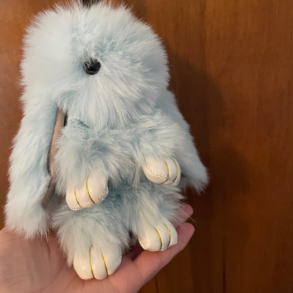 Fluffy Blue Bunny Keychain